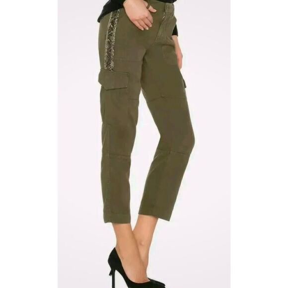 Joie Pants - Joie Womens Embellished Utility Cargo Fatigue Olive Pant Size 4